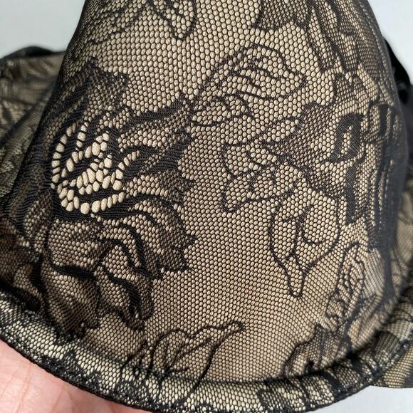 Bali Underwire Bra Size 42 DDD 42F Plus Size Black Lace Mesh Sexy Neutral Floral - Picture 7 of 7